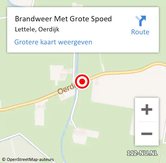 Locatie op kaart van de 112 melding: Brandweer Met Grote Spoed Naar Lettele, Oerdijk op 3 oktober 2014 09:33