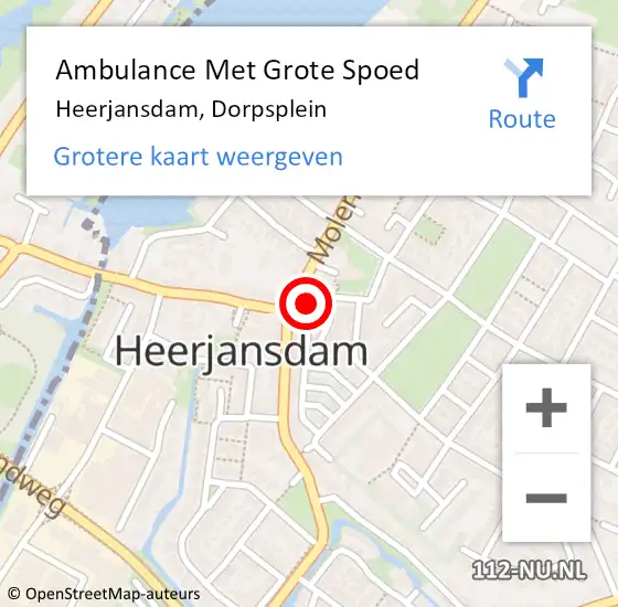Locatie op kaart van de 112 melding: Ambulance Met Grote Spoed Naar Heerjansdam, Dorpsplein op 21 april 2024 13:17