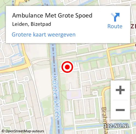 Locatie op kaart van de 112 melding: Ambulance Met Grote Spoed Naar Leiden, Bizetpad op 21 april 2024 13:18