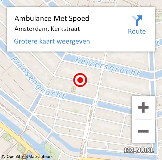 Locatie op kaart van de 112 melding: Ambulance Met Spoed Naar Amsterdam, Kerkstraat op 21 april 2024 14:06