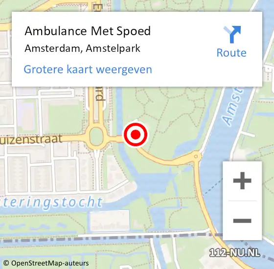 Locatie op kaart van de 112 melding: Ambulance Met Spoed Naar Amsterdam, Amstelpark op 21 april 2024 14:07