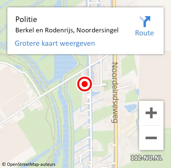 Locatie op kaart van de 112 melding: Politie Berkel en Rodenrijs, Noordersingel op 21 april 2024 14:16