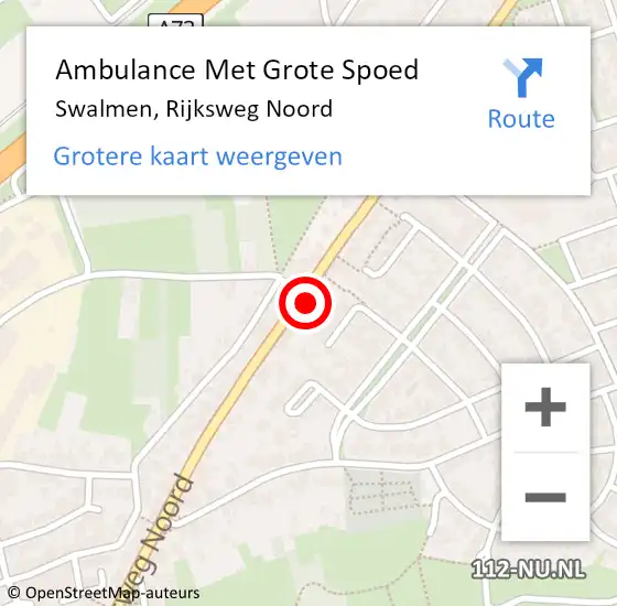 Locatie op kaart van de 112 melding: Ambulance Met Grote Spoed Naar Swalmen, Rijksweg Noord op 21 april 2024 14:52