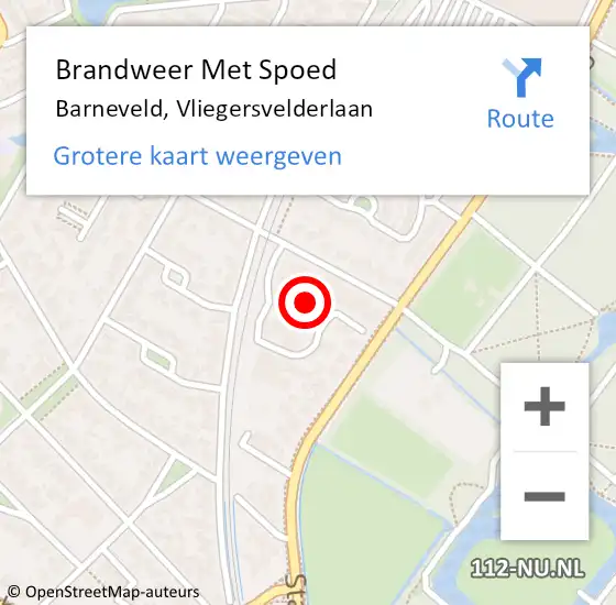 Locatie op kaart van de 112 melding: Brandweer Met Spoed Naar Barneveld, Vliegersvelderlaan op 21 april 2024 14:58