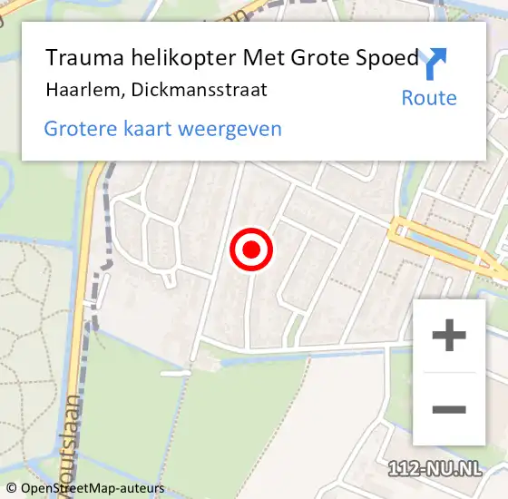 Locatie op kaart van de 112 melding: Trauma helikopter Met Grote Spoed Naar Haarlem, Dickmansstraat op 21 april 2024 15:17