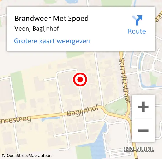 Locatie op kaart van de 112 melding: Brandweer Met Spoed Naar Veen, Bagijnhof op 21 april 2024 15:28