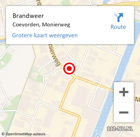 Locatie op kaart van de 112 melding: Brandweer Coevorden, Monierweg op 3 oktober 2014 09:47