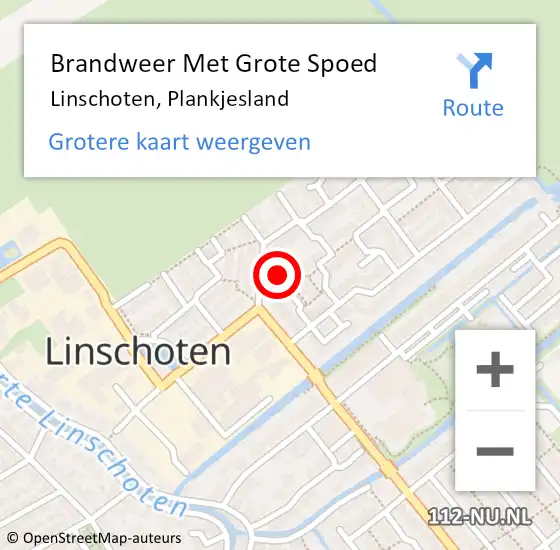 Locatie op kaart van de 112 melding: Brandweer Met Grote Spoed Naar Linschoten, Plankjesland op 21 april 2024 15:58