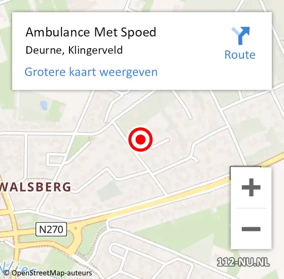 Locatie op kaart van de 112 melding: Ambulance Met Spoed Naar Deurne, Klingerveld op 3 oktober 2014 09:48