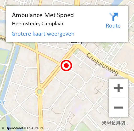 Locatie op kaart van de 112 melding: Ambulance Met Spoed Naar Heemstede, Camplaan op 21 april 2024 16:10