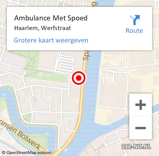 Locatie op kaart van de 112 melding: Ambulance Met Spoed Naar Haarlem, Werfstraat op 21 april 2024 16:24