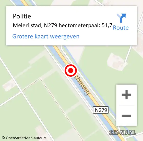 Locatie op kaart van de 112 melding: Politie Meierijstad, N279 hectometerpaal: 51,7 op 21 april 2024 16:34