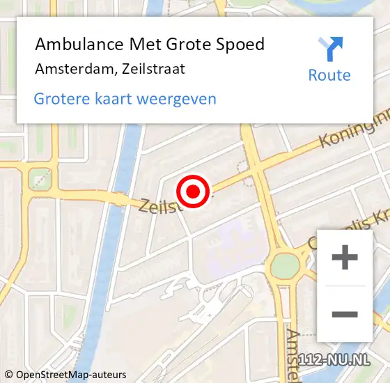 Locatie op kaart van de 112 melding: Ambulance Met Grote Spoed Naar Amsterdam, Zeilstraat op 21 april 2024 16:36