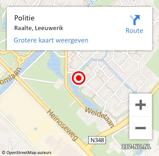 Locatie op kaart van de 112 melding: Politie Raalte, Leeuwerik op 21 april 2024 16:59