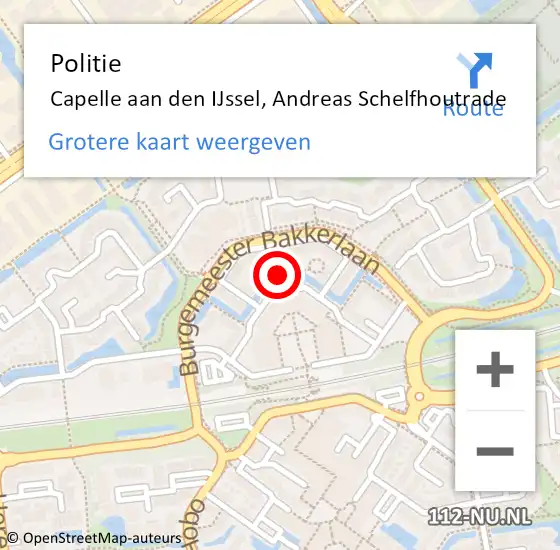 Locatie op kaart van de 112 melding: Politie Capelle aan den IJssel, Andreas Schelfhoutrade op 21 april 2024 17:04