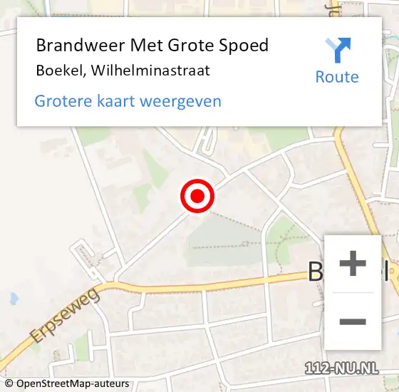 Locatie op kaart van de 112 melding: Brandweer Met Grote Spoed Naar Boekel, Wilhelminastraat op 21 april 2024 17:14