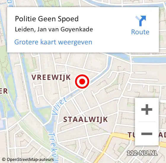 Locatie op kaart van de 112 melding: Politie Geen Spoed Naar Leiden, Jan van Goyenkade op 21 april 2024 17:21