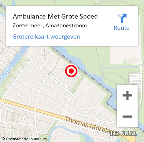 Locatie op kaart van de 112 melding: Ambulance Met Grote Spoed Naar Zoetermeer, Amazonestroom op 21 april 2024 17:26