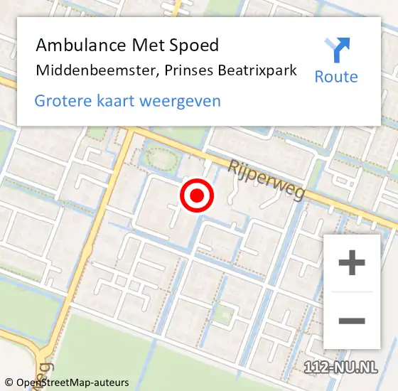 Locatie op kaart van de 112 melding: Ambulance Met Spoed Naar Middenbeemster, Prinses Beatrixpark op 21 april 2024 17:29