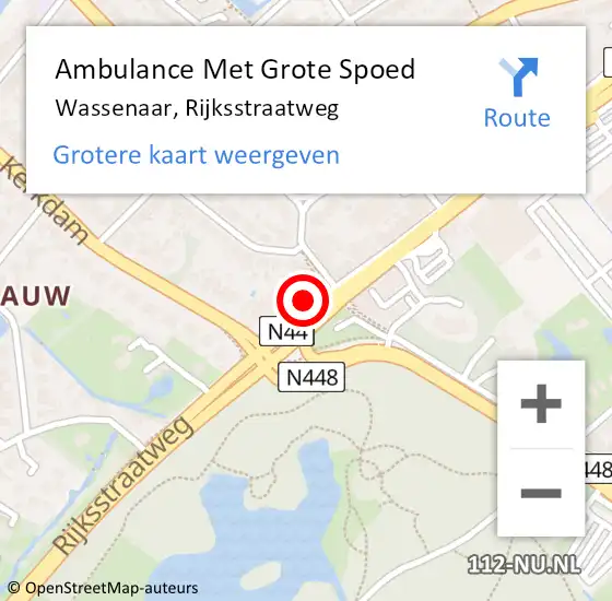 Locatie op kaart van de 112 melding: Ambulance Met Grote Spoed Naar Wassenaar, Rijksstraatweg op 21 april 2024 17:33