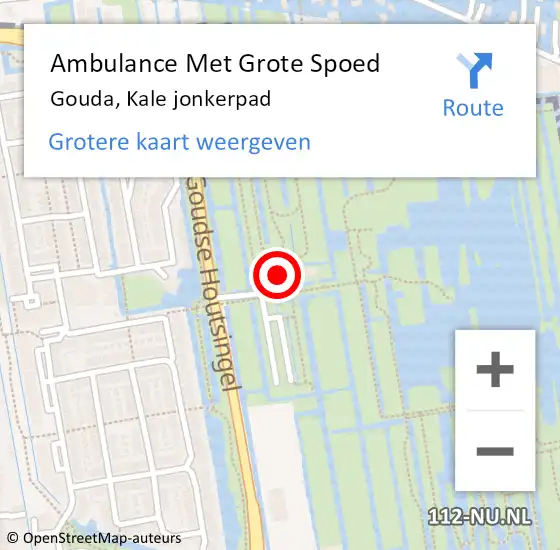 Locatie op kaart van de 112 melding: Ambulance Met Grote Spoed Naar Gouda, Kale jonkerpad op 21 april 2024 17:58