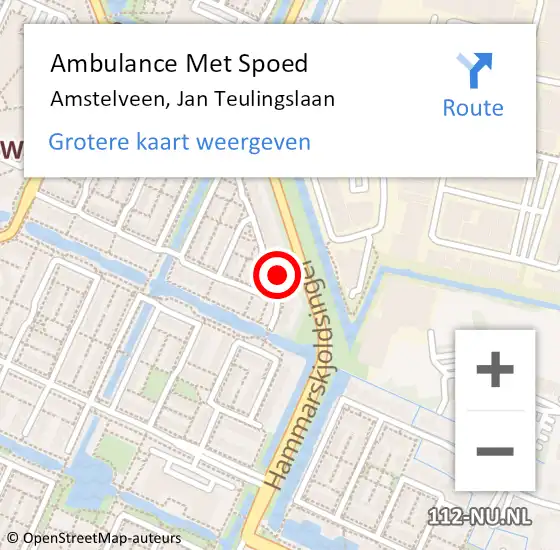 Locatie op kaart van de 112 melding: Ambulance Met Spoed Naar Amstelveen, Jan Teulingslaan op 21 april 2024 18:07