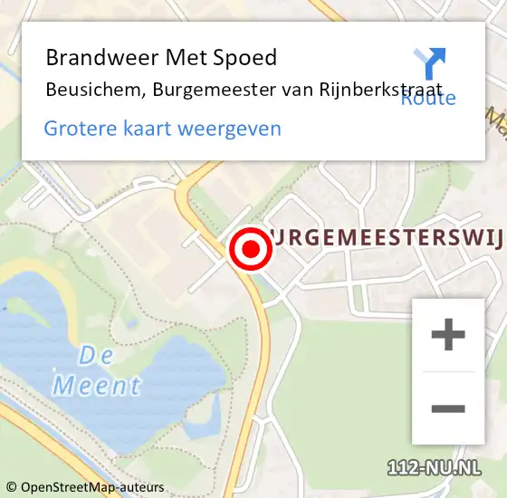 Locatie op kaart van de 112 melding: Brandweer Met Spoed Naar Beusichem, Burgemeester van Rijnberkstraat op 21 april 2024 18:35