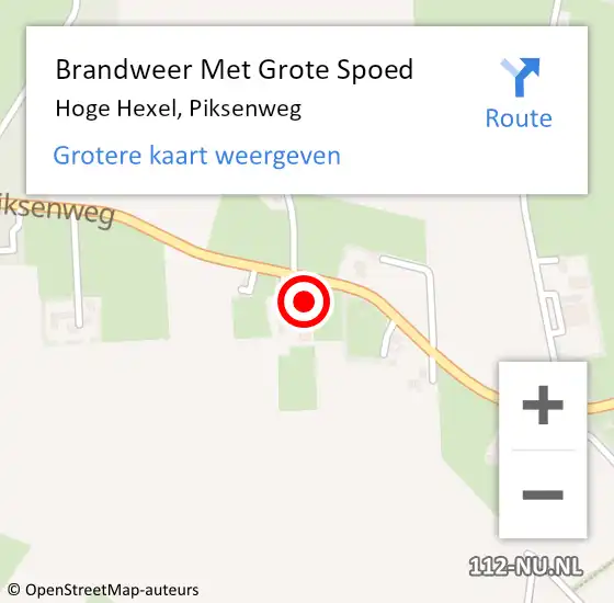 Locatie op kaart van de 112 melding: Brandweer Met Grote Spoed Naar Hoge Hexel, Piksenweg op 3 oktober 2014 10:01