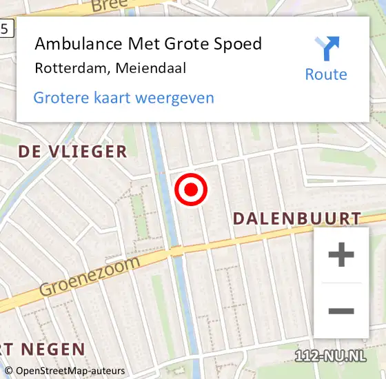 Locatie op kaart van de 112 melding: Ambulance Met Grote Spoed Naar Rotterdam, Meiendaal op 21 april 2024 19:43