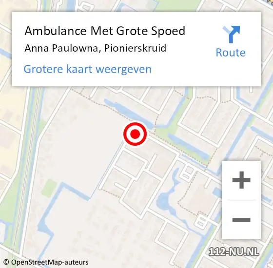 Locatie op kaart van de 112 melding: Ambulance Met Grote Spoed Naar Anna Paulowna, Pionierskruid op 21 april 2024 19:46