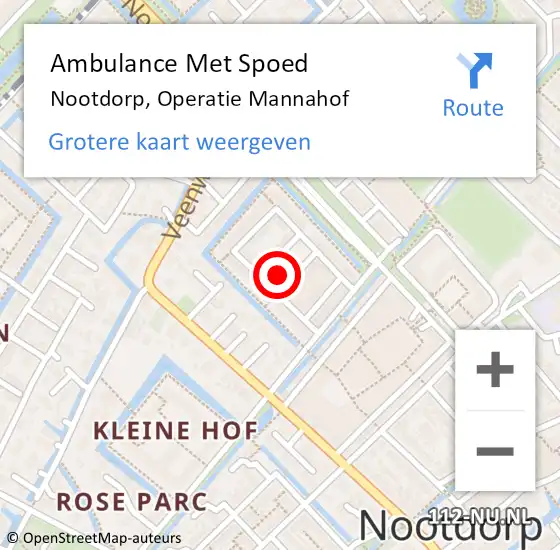 Locatie op kaart van de 112 melding: Ambulance Met Spoed Naar Nootdorp, Operatie Mannahof op 21 april 2024 19:57