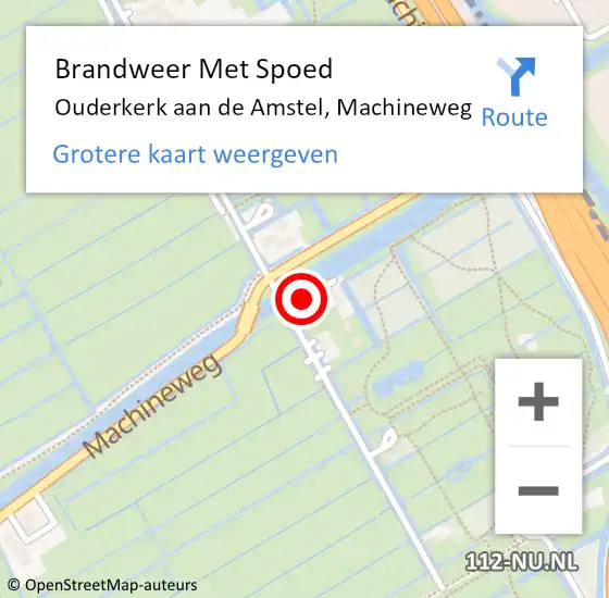 Locatie op kaart van de 112 melding: Brandweer Met Spoed Naar Ouderkerk aan de Amstel, Machineweg op 21 april 2024 20:28