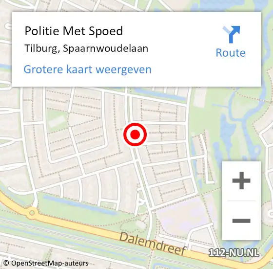 Locatie op kaart van de 112 melding: Politie Met Spoed Naar Tilburg, Spaarnwoudelaan op 21 april 2024 20:40