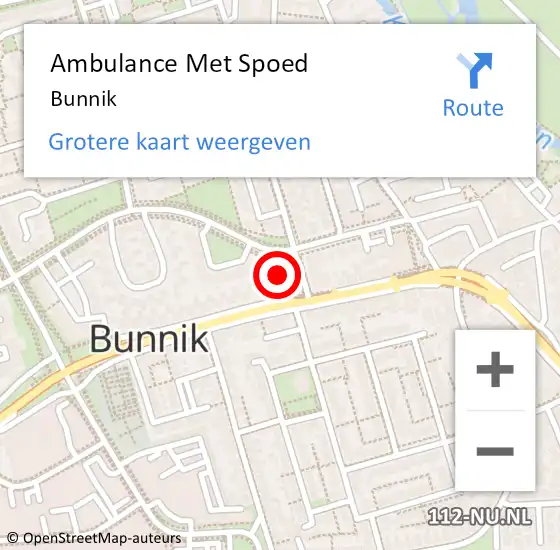 Locatie op kaart van de 112 melding: Ambulance Met Spoed Naar Bunnik op 21 april 2024 20:45