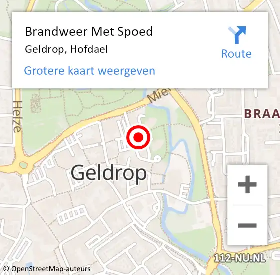 Locatie op kaart van de 112 melding: Brandweer Met Spoed Naar Geldrop, Hofdael op 21 april 2024 20:46