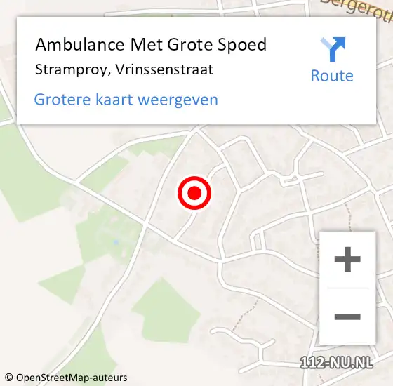 Locatie op kaart van de 112 melding: Ambulance Met Grote Spoed Naar Stramproy, Vrinssenstraat op 21 april 2024 21:00