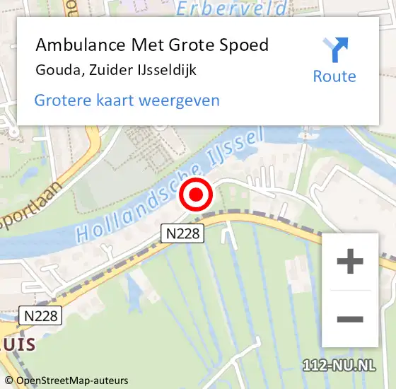 Locatie op kaart van de 112 melding: Ambulance Met Grote Spoed Naar Gouda, Zuider IJsseldijk op 21 april 2024 21:31