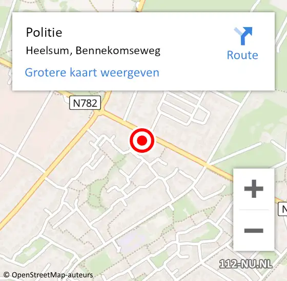 Locatie op kaart van de 112 melding: Politie Heelsum, Bennekomseweg op 21 april 2024 21:50