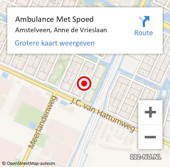 Locatie op kaart van de 112 melding: Ambulance Met Spoed Naar Amstelveen, Anne de Vrieslaan op 21 april 2024 22:14