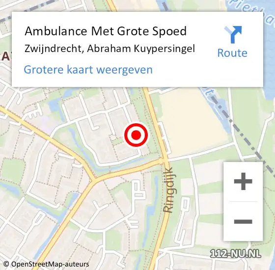 Locatie op kaart van de 112 melding: Ambulance Met Grote Spoed Naar Zwijndrecht, Abraham Kuypersingel op 21 april 2024 22:18