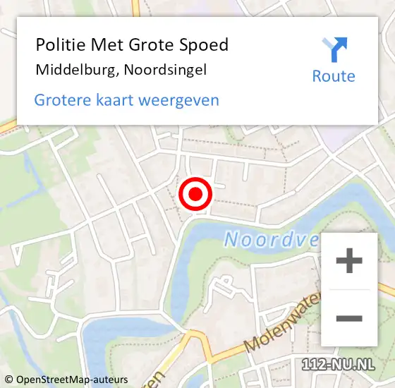 Locatie op kaart van de 112 melding: Politie Met Grote Spoed Naar Middelburg, Noordsingel op 21 april 2024 22:35