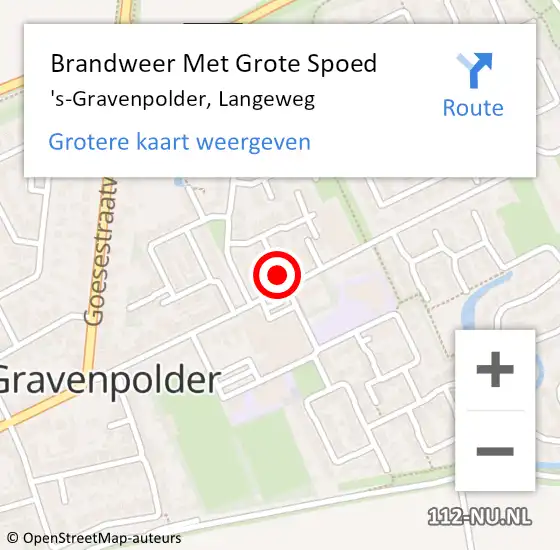 Locatie op kaart van de 112 melding: Brandweer Met Grote Spoed Naar 's-Gravenpolder, Langeweg op 22 april 2024 01:09