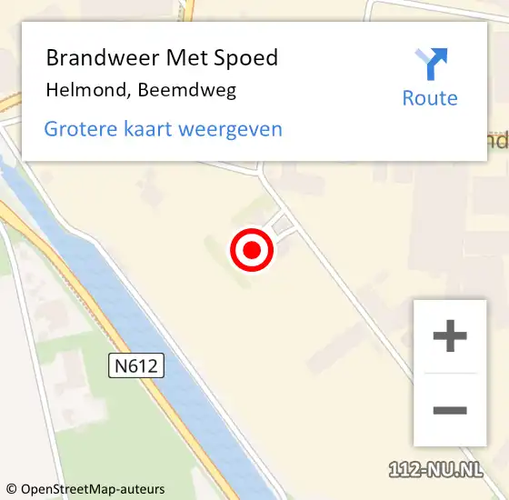 Locatie op kaart van de 112 melding: Brandweer Met Spoed Naar Helmond, Beemdweg op 22 april 2024 01:50