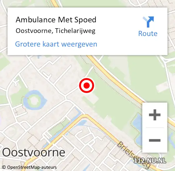 Locatie op kaart van de 112 melding: Ambulance Met Spoed Naar Oostvoorne, Tichelarijweg op 22 april 2024 02:04