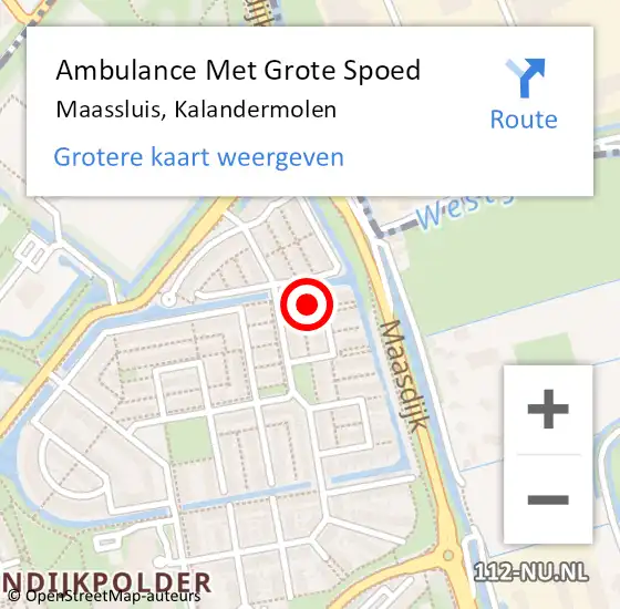 Locatie op kaart van de 112 melding: Ambulance Met Grote Spoed Naar Maassluis, Kalandermolen op 22 april 2024 02:17