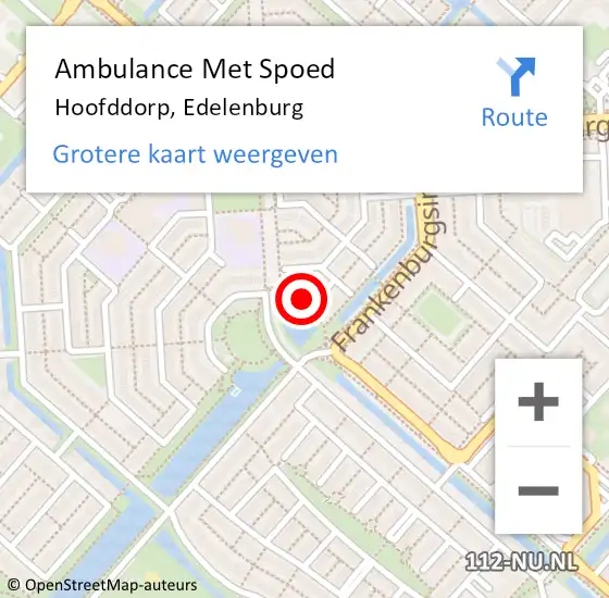 Locatie op kaart van de 112 melding: Ambulance Met Spoed Naar Hoofddorp, Edelenburg op 22 april 2024 02:37