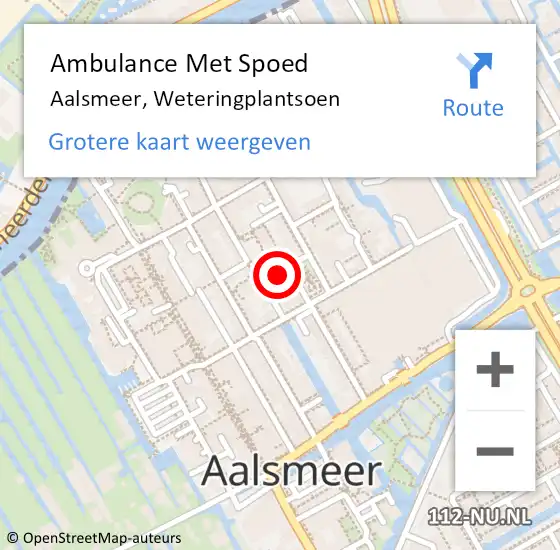 Locatie op kaart van de 112 melding: Ambulance Met Spoed Naar Aalsmeer, Weteringplantsoen op 22 april 2024 03:13