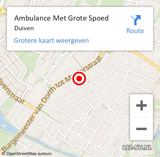 Locatie op kaart van de 112 melding: Ambulance Met Grote Spoed Naar Duiven op 22 april 2024 03:46