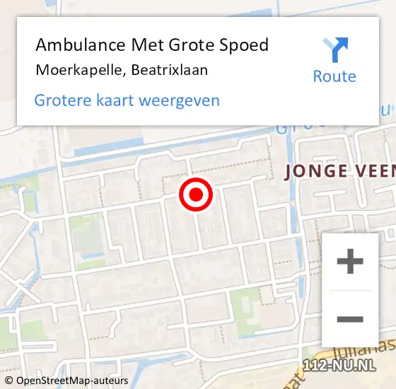 Locatie op kaart van de 112 melding: Ambulance Met Grote Spoed Naar Moerkapelle, Beatrixlaan op 22 april 2024 05:09