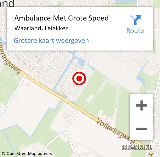 Locatie op kaart van de 112 melding: Ambulance Met Grote Spoed Naar Waarland, Leiakker op 22 april 2024 05:21